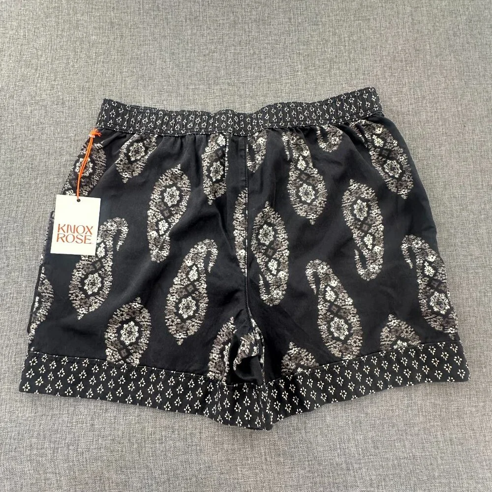 NEW! Knox Rose High rise Shorts Relaxed fit Paisley Print Large Cotton & Lyocell